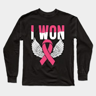 i won breast cancer  Support Pink Ribbon Survivor Long Sleeve T-Shirt